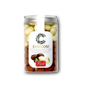 Chicchi di Pistacchio ricoperti di cioccolato bianco ed extra fondente | Pisti Shop