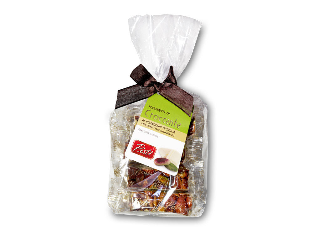 Tocchetti di Croccante al Pistacchio e Mandorla al Cioccolato bianco