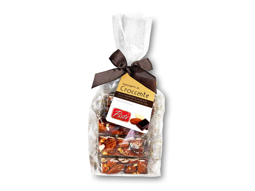 Tocchetti di Croccante alla Mandorla di Sicilia al cioccolato fondente