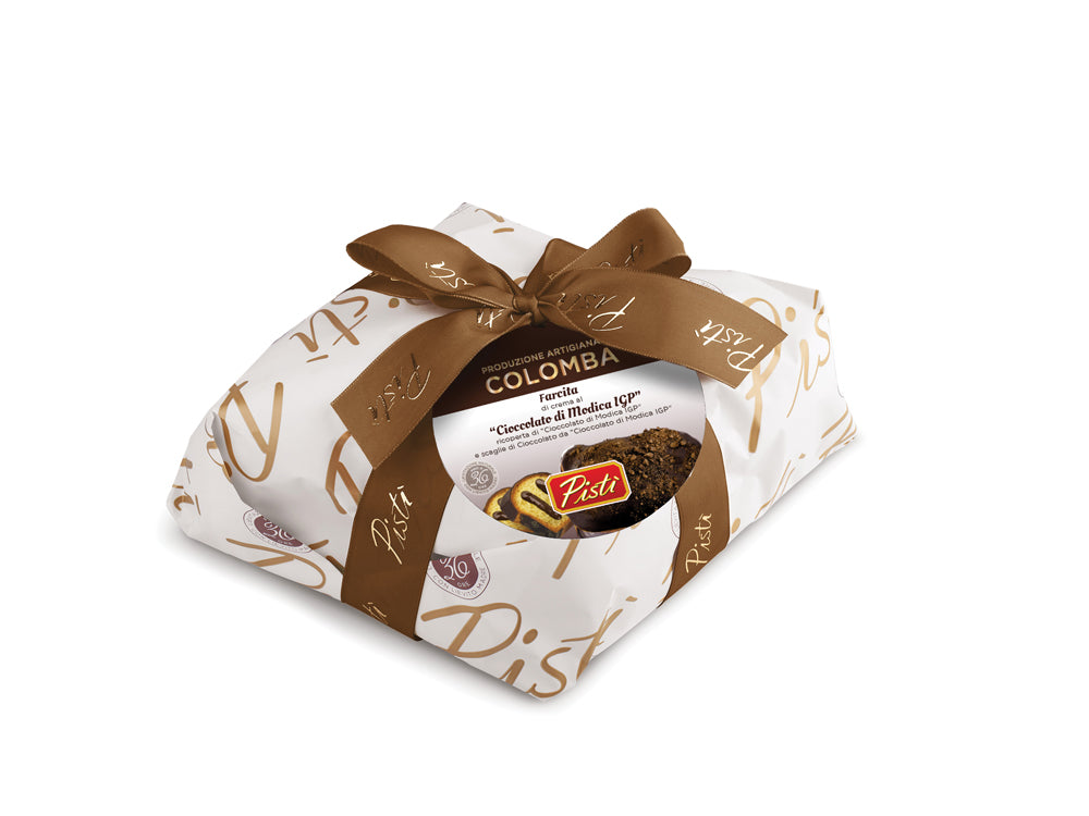Colomba Farcita con Crema al Cioccolato di Modica IGP e ricoperta di Cioccolato di Modica Igp - Incarto