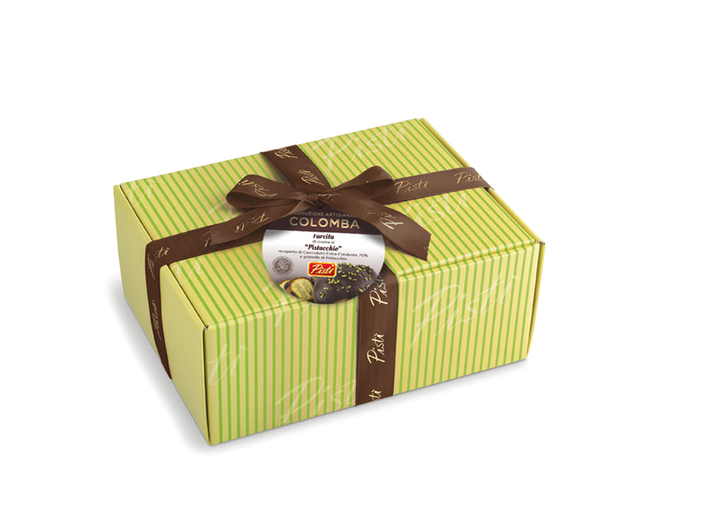 Colomba Farcita con Crema di Pistacchio e Ricoperta di Cioccolato Fondente - Scatola - Image 2