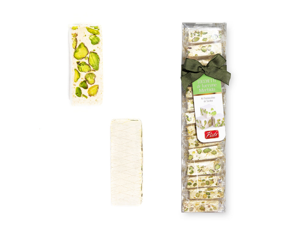 Tocchetti di Torrone morbido al Pistacchio di Sicilia in astuccio | Pisti Shop